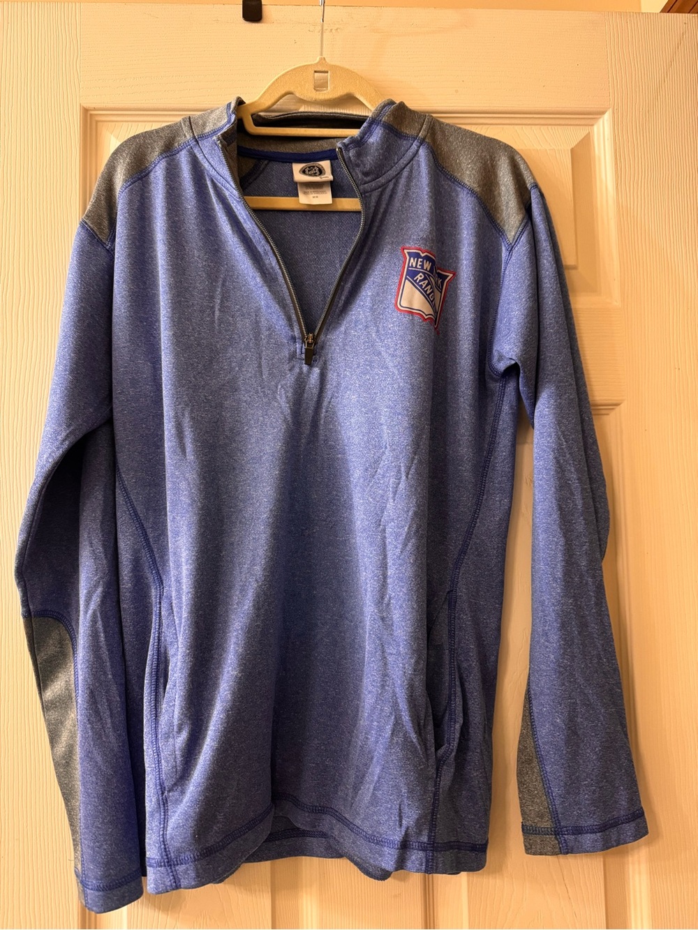 NHL Rangers Blue Quarter-Zip Pullover with Gray Accents